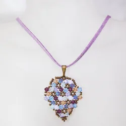 Pendant 65cm - Shea Grapes-Mauve Suedine - Pendant 65cm - Laiton bronze